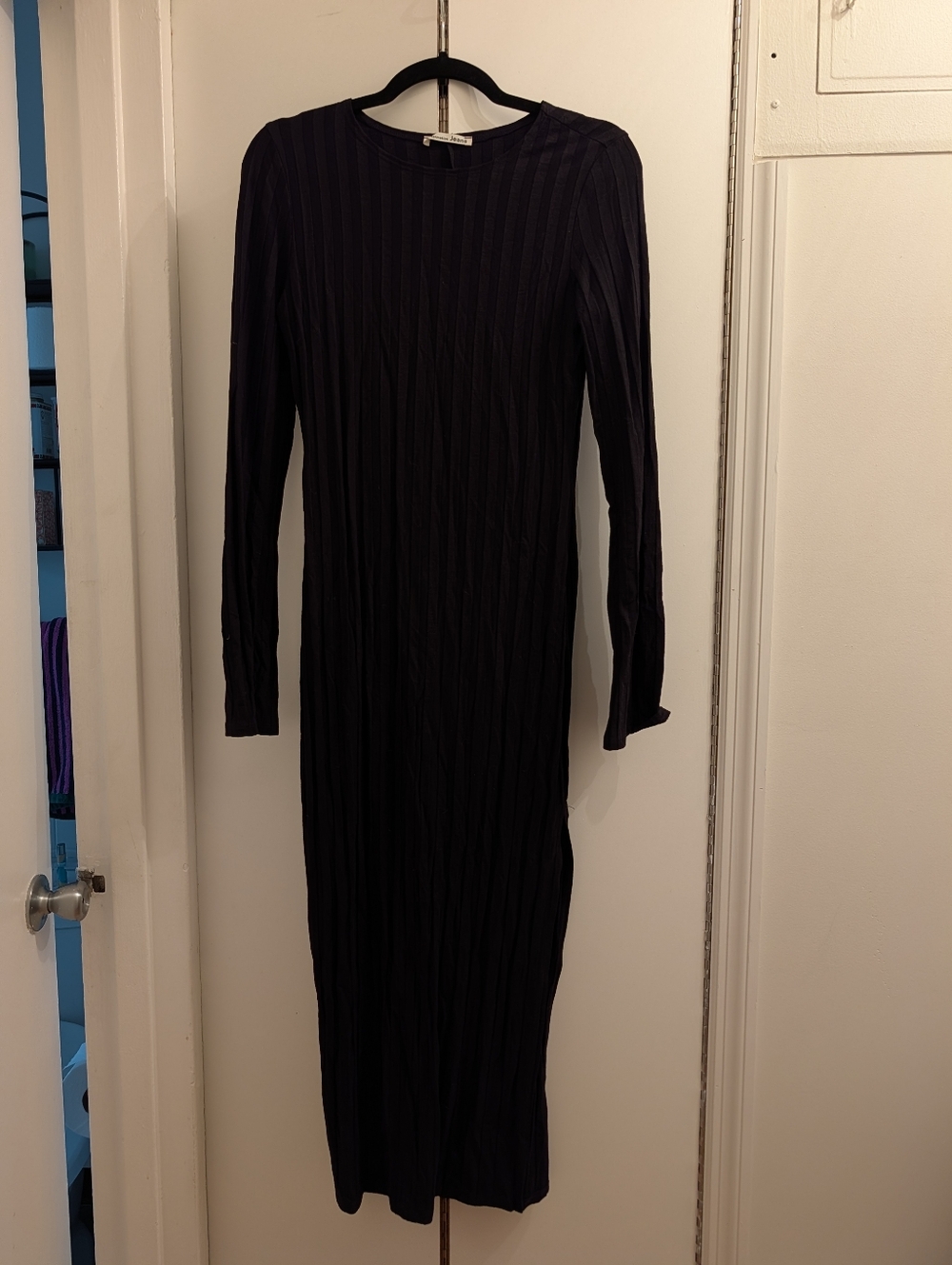 Reformation Black Dillon Long Sleeve Stretch Ribbed Midi Dress Size S - Picture 4 of 5